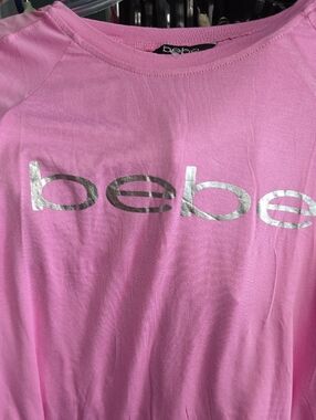 NWT BEBE PINK NET ACCENT TOP